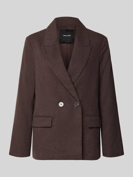 VERO MODA Loose Fit Longline Blazer aus Baumwollmix mit Viskose-Anteil Schoko 2