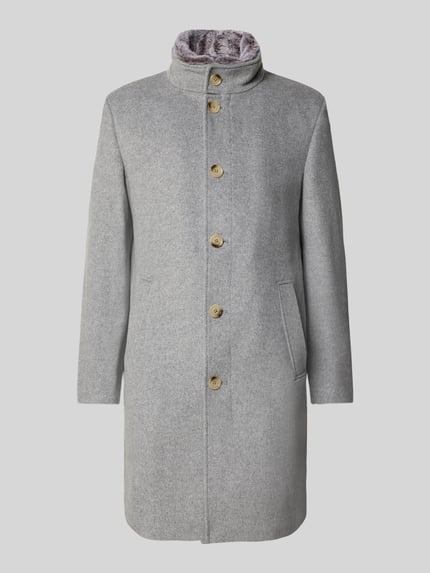 Christian Berg Men Wollen jas met opstaande kraag Taupe - 2