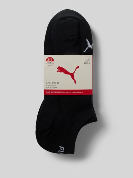 Produktfoto, Sneakersocken mit Logo im 4er-Pack von PUMA, mieszanka bawełny z dodatkiem streczu, dopasowany krój, logo, zestaw 4 szt.