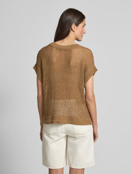 Milano Italy Strickshirt mit Rundhalsausschnitt Camel 5