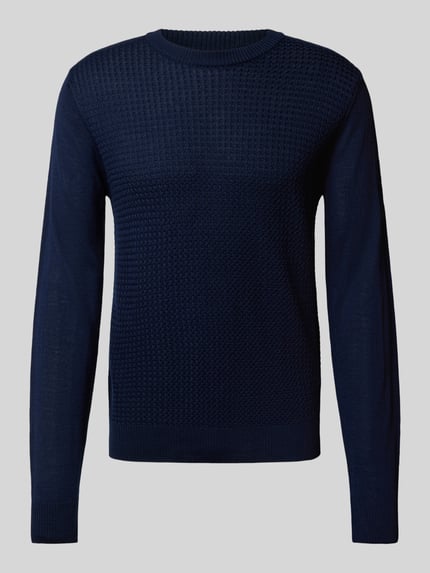 Manuel Ritz Strickpullover aus Woll-Mix Marine 2