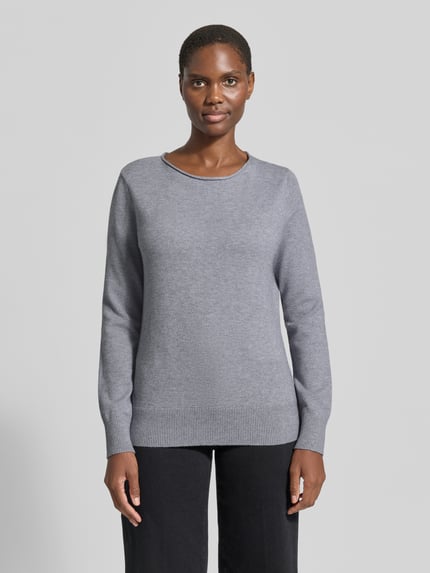 Christian Berg Woman Regular Fit Strickpullover aus Viskose-Mix mit U-Boot-Ausschnitt Silber Melange 4
