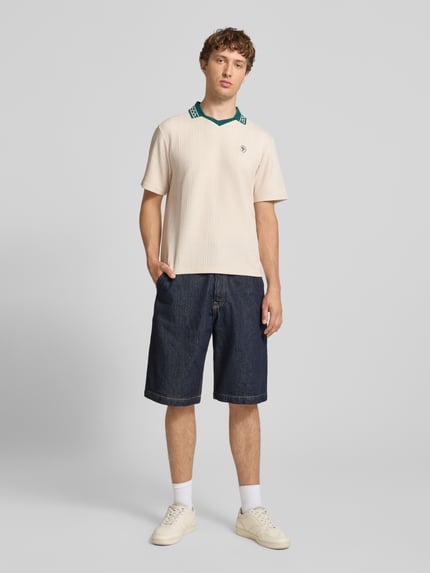 REVIEW Regular Fit Poloshirt mit Logo-Stitching Modell 'Fancy' Ecru 1