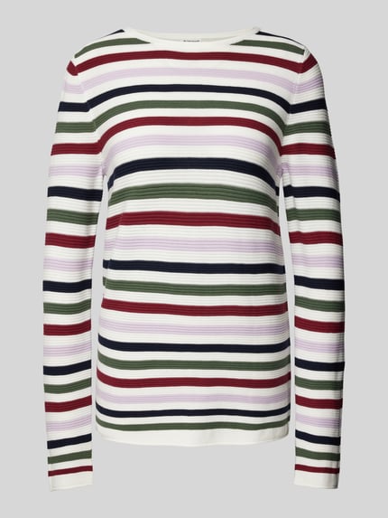 Tom Tailor Regular Fit Strickpullover aus reiner Baumwolle mit gerollten Abschlüssen Gruen 2