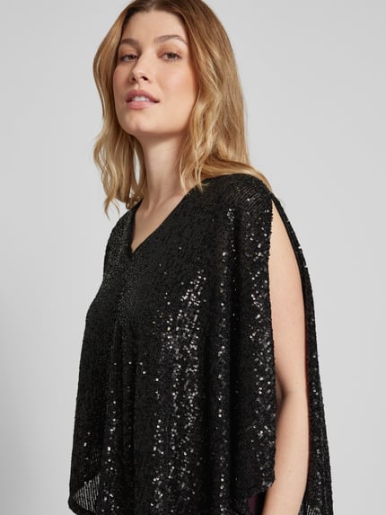 Vera Mont Blousenshirt met pailletten en V-hals Zwart - 3