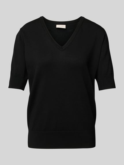 FREE/QUENT Strickshirt mit V-Ausschnitt Modell 'Katie' Black 2