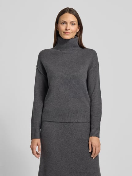 Christian Berg Woman Relaxed fit coltrui met breistructuur Donkergrijs - 4
