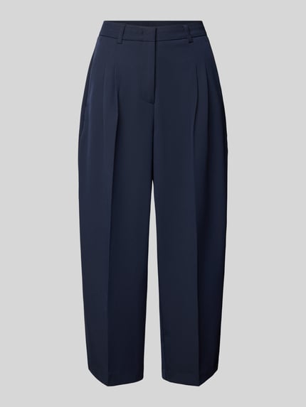 Produktfoto, Straight Cropped Hose mit Bügelfalten von Smith and Soul in Dunkelblau, Material-Mix mit Viskose-Anteil, gerade Form, strukturierte glatte Oberfläche