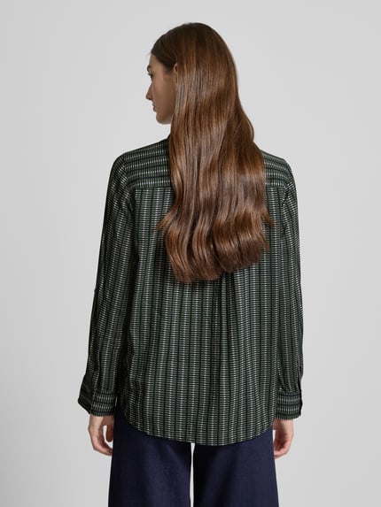 Tom Tailor Regular Fit Hemdbluse aus Baumwoll-Mix mit Seitenschlitzen Dunkelgruen 5