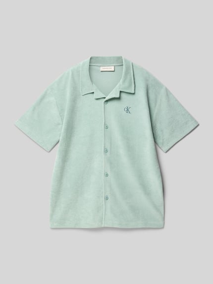 Calvin Klein Jeans Vrijetijdsoverhemd van badstof met logostitching Lindegroen - 1
