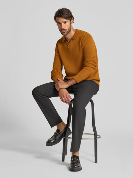 Lindbergh Relaxed Fit Pullover mit Strukturmuster Camel 1