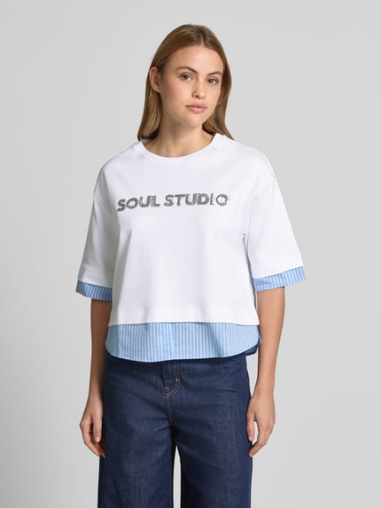 Smith and Soul T-Shirt mit Paillettenbesatz und Rundhalsausschnitt Weiss 4