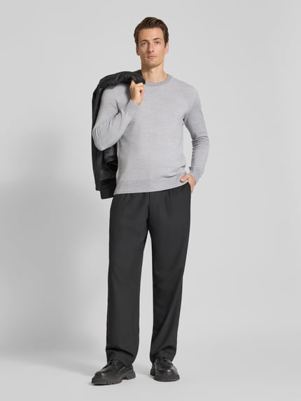 Marc O'Polo Regular fit gebreide pullover van zuiver katoen Lichtgrijs - 1
