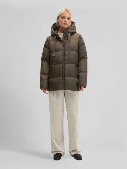 Marc O'Polo Regular Fit Daunenjacke mit Kapuzenkragen Dunkelbraun 1