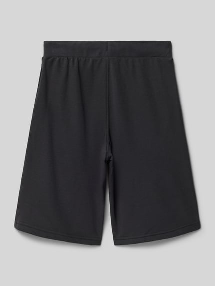 Produktfoto, Sweatshorts mit Label-Stitching und elastischem Bund von CHAMPION aus schwarzem Baumwoll-Mix, Relaxed Fit, strukturierte Textur.