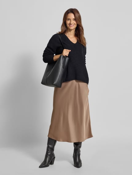 Lauren Ralph Lauren Midirok met plooien, model 'SHARAE' Taupe - 1