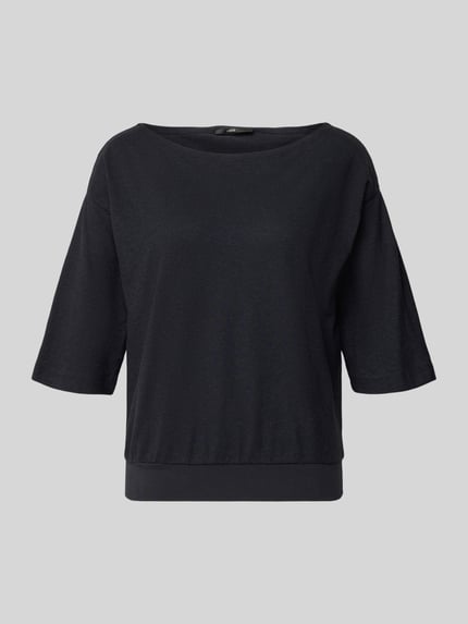 Produktfoto, Relaxed Fit T-Shirt aus Hanf-Mix van Lanius, zwart, rechte snit, elastische zoom, halflange mouw, dames T-shirt