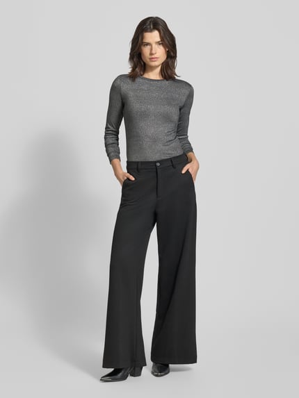 VILA Slim Fit Longsleeve aus Viskose-Mix Modell 'Eleinas' Black 1