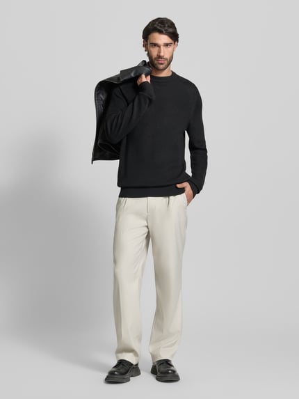BOSS Orange Regular Fit Strickpullover aus Schurwoll-Mix Modell 'AKAJER' Black 1