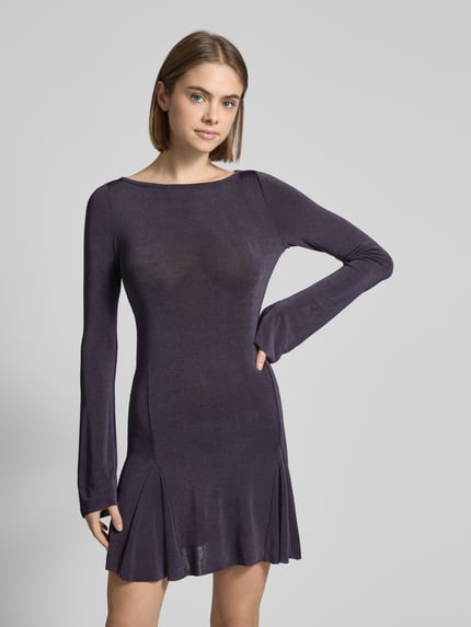 REVIEW Mini-jurk met boothals Helder paars - 4