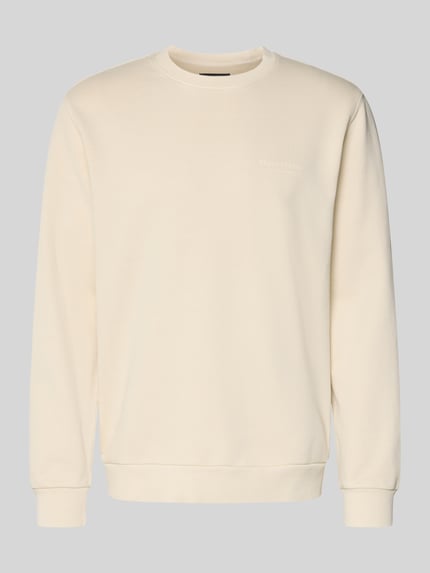 Produktfoto, Regular Fit Sweatjacke aus reiner Baumwolle von Marc O'Polo, kremowy kolor, gładka faktura, bawełna, krój regular fit, nadruk z logo, ściągacze