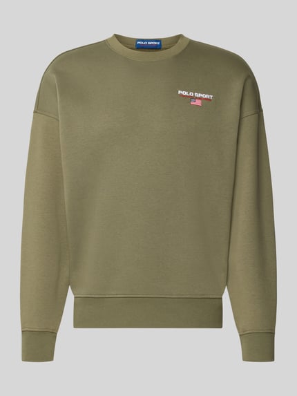 Produktfoto, Relaxed Fit Sweatshirt aus Baumwoll-Mix von Polo Ralph Lauren in Olivgrün mit weißem Logo und feiner Struktur