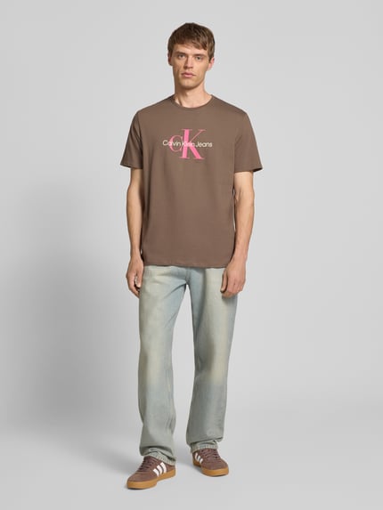 Calvin Klein Jeans T-Shirt mit Label-Print Modell 'HERO' Hellbraun 1