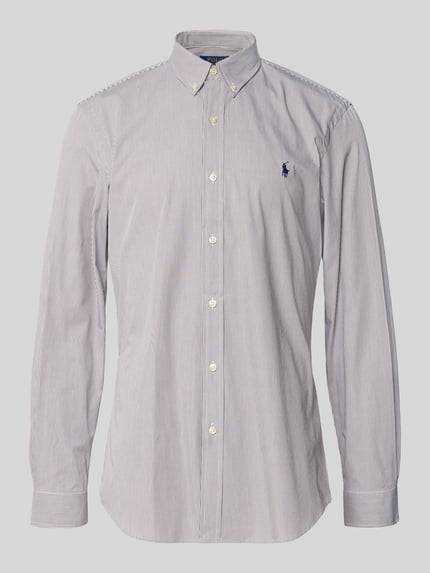 Produktfoto, Freizeithemd mit Knopfleiste von Polo Ralph Lauren, hellgraue feine Streifen, Regular Fit im Baumwoll-Elasthan-Mix, Button-Down-Kragen