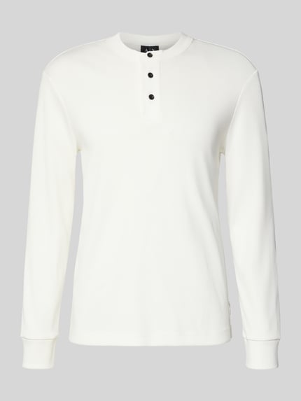 Produktfoto, Sweatshirt mit gerippten Abschlüssen von ARMANI EXCHANGE in Weiß, reine Baumwolle, Rundhalsausschnitt, Knopfleiste, Regular Fit