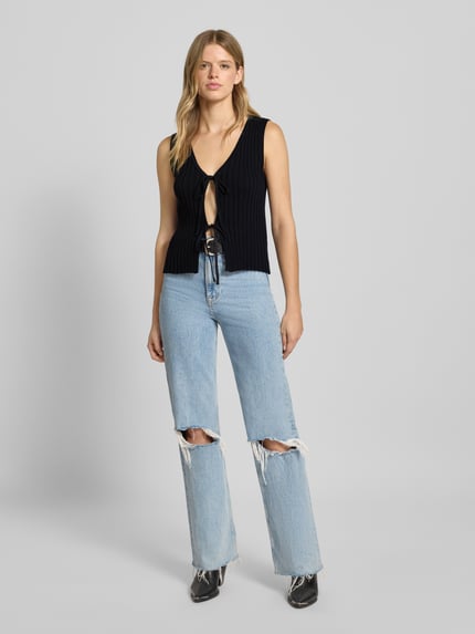 PIECES Top o kroju regular fit z mieszanki bawełny model ‘JOYLYNN’ Czarny 1