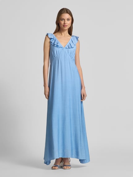 Moves Maxikleid mit Volants Modell 'Leanna' Hellblau 4