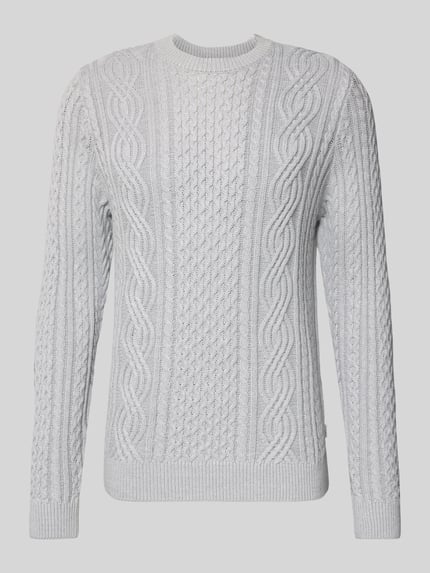 JACK & JONES Premium Sweter z dzianiny z prążkowanymi wykończeniami model ‘BLUSEAN’ Jasnoszary melanż 2