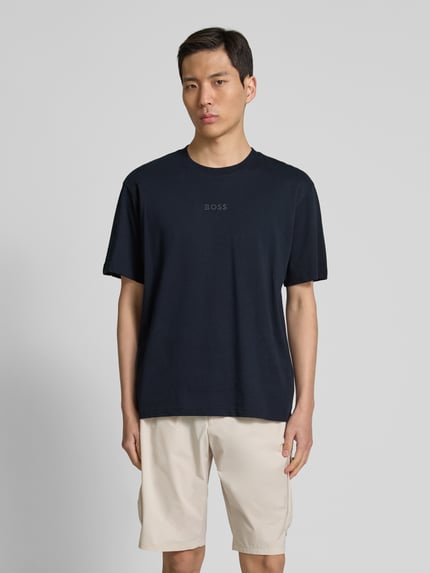 BOSS Green T-Shirt mit Label-Print Dunkelblau 4
