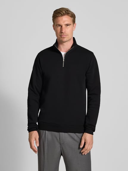 Les Deux Sweatshirt mit Troyer-Kragen Modell 'Norregaard' Black 4