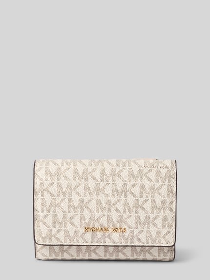 Produktfoto, Portemonnee mit Logo-Muster Modell 'BRYANT' von MICHAEL Michael Kors, beige logomotief, labelapplicatie, hoofdvak met drukknoopsluiting, diverse vakken