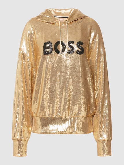 BOSS Hoodie met pailletten, model 'Esoca' Goud gemêleerd - 2