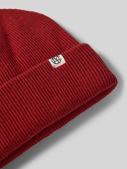 MSCH Copenhagen Beanie van wol met labelpatch Bordeaux - 2