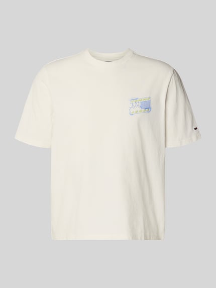 Produktfoto, Regular Fit T-Shirt aus reiner Baumwolle Modell '90s' von Tommy Jeans in Optik: Unifarben mit Label-Print, Rundhals, Jersey, Kurzarm