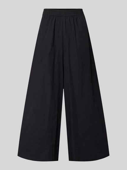 Produktfoto, Wide Fit Stoffhose mit elastischem Bund Modell 'Sunna' von My Essential Wardrobe in Schwarz, Falten-Optik, Bundweite 36 cm, Innenbeinlänge 58 cm, Damen, Schlupfhosen-Design