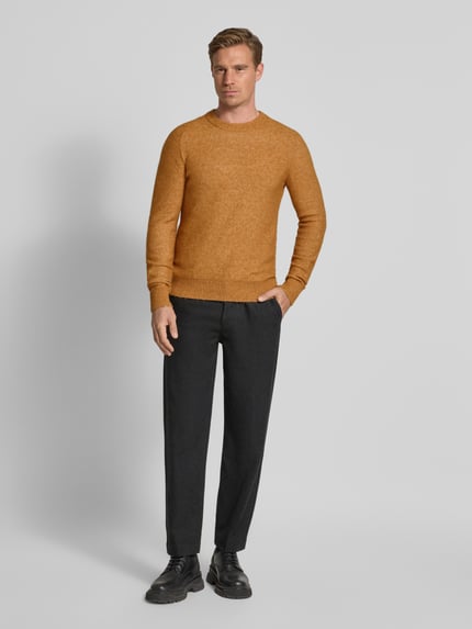 Selected Regular Fit Strickpullover mit Alpaka-Woll-Mix Modell 'RAI' Cognac 1