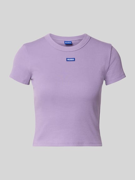 HUGO Blue slim fit t-shirt van katoenmix model 'Baby Tee' Violet - 2