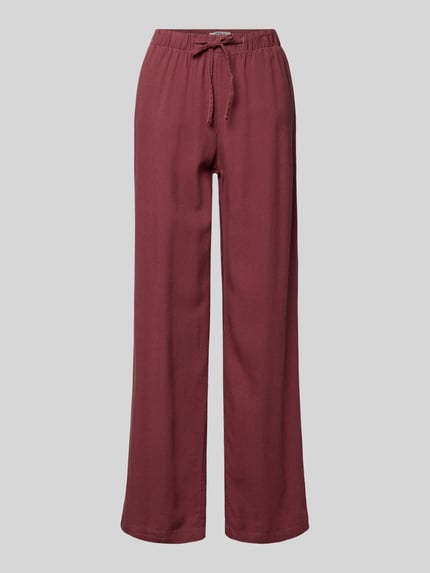 Produktfoto, Wide Leg Leinenhose mit elastischem Bund Modell 'GOA' von Only, unifarbene Damenhose aus wiskozowo-lnianej mieszanki, krój wide leg, tunelowy sznurek, boczne kieszenie