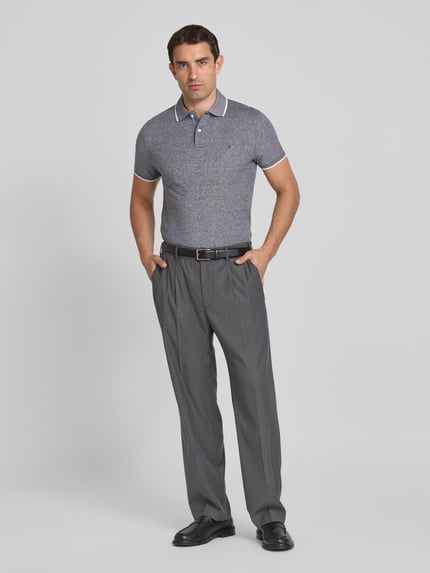 Tommy Hilfiger Koszulka polo o kroju regular fit z mieszanki bawełny i lnu Czarny 1