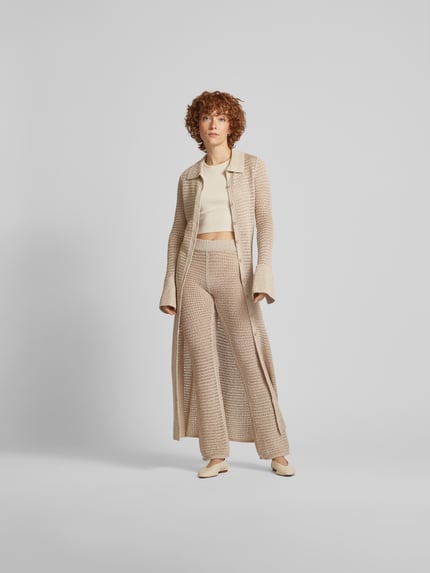 Holzweiler Flared fit stoffen broek in brei-look Zand gemêleerd - 1