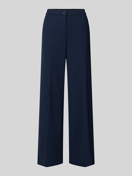 Produktfoto, Hose mit Bügelfalten Modell 'Hillda' von STEHMANN, granatowy materiał, szeroka nogawka, stretch, szerokość w rozmiarze 36: 40 cm, długość nogawki wewnętrznej: 68 cm
