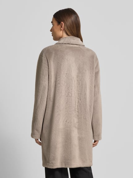White Label Lange jas van imitatiebont met reverskraag Taupe - 5
