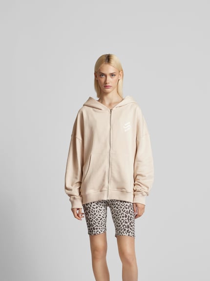OH APRIL Oversized Sweatjacke mit Label-Print Sand 4