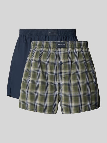 Tom Tailor Boxershorts mit Knopfleiste im 2er-Pack Dunkelgruen 1