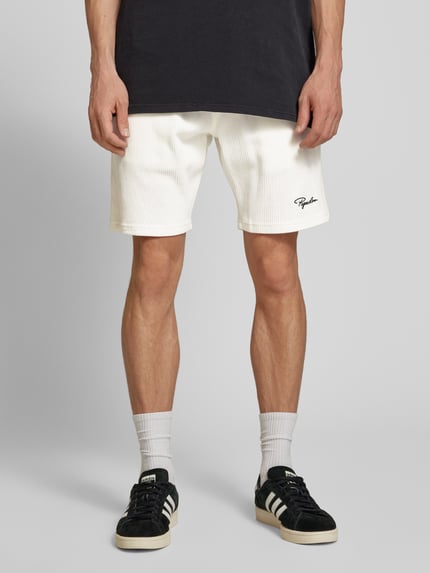 PEGADOR Shorts in Ripp-Optik mit Label-Stitching Modell 'SIGNAR' Offwhite 4