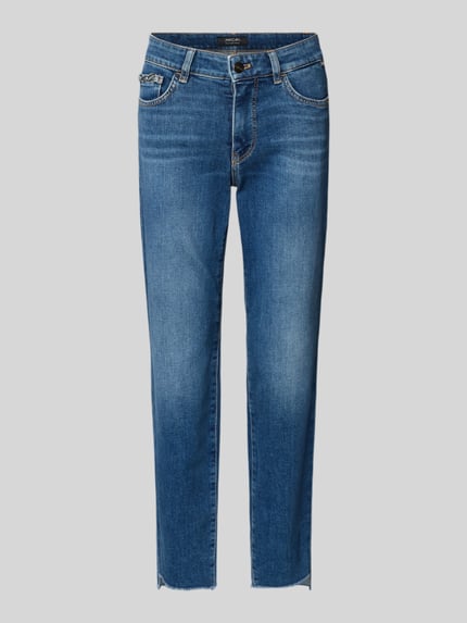 Produktfoto, Jeans mit 5-Pocket-Design von Marc Cain in Blau, Baumwoll-Elasthan-Mix, Gerader-Schnitt, Bundweite 39 cm, Innenbeinlänge 68 cm